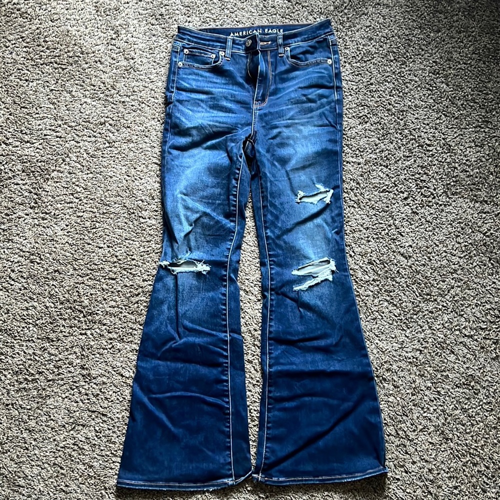 American Eagle distressed flare jeans